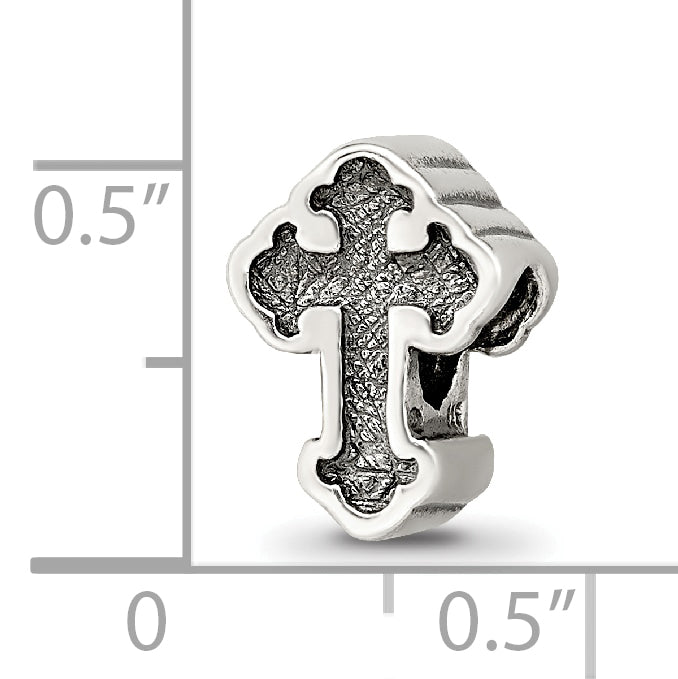 Sterling Silver 925 Antiqued Budded Cross Bead with 4mm Opening