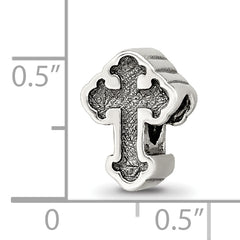Sterling Silver 925 Antiqued Budded Cross Bead with 4mm Opening