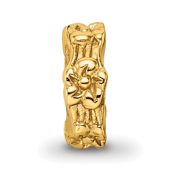 Sterling Silver Gold-Plated Floral Spacer Bead with Polished Finish