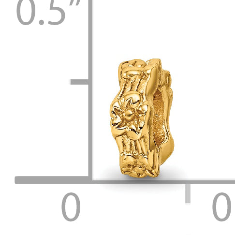 Sterling Silver Gold-Plated Floral Spacer Bead with Polished Finish