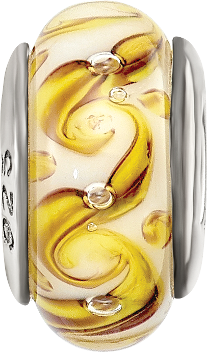 Sterling Silver 925 Swirl Glass Bead with Antiqued Finish Elegant Charm