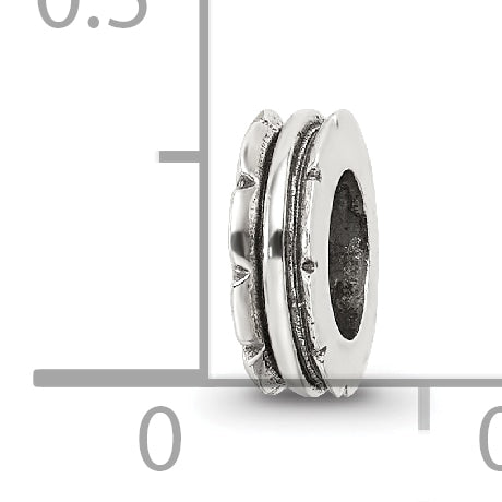 Sterling Silver 925 Grooved Spacer Bead with Antiqued Finish Solid Cast Design