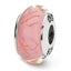 Sterling Silver Reflections Pink/Red Scribbles Hand-blown Glass Bead