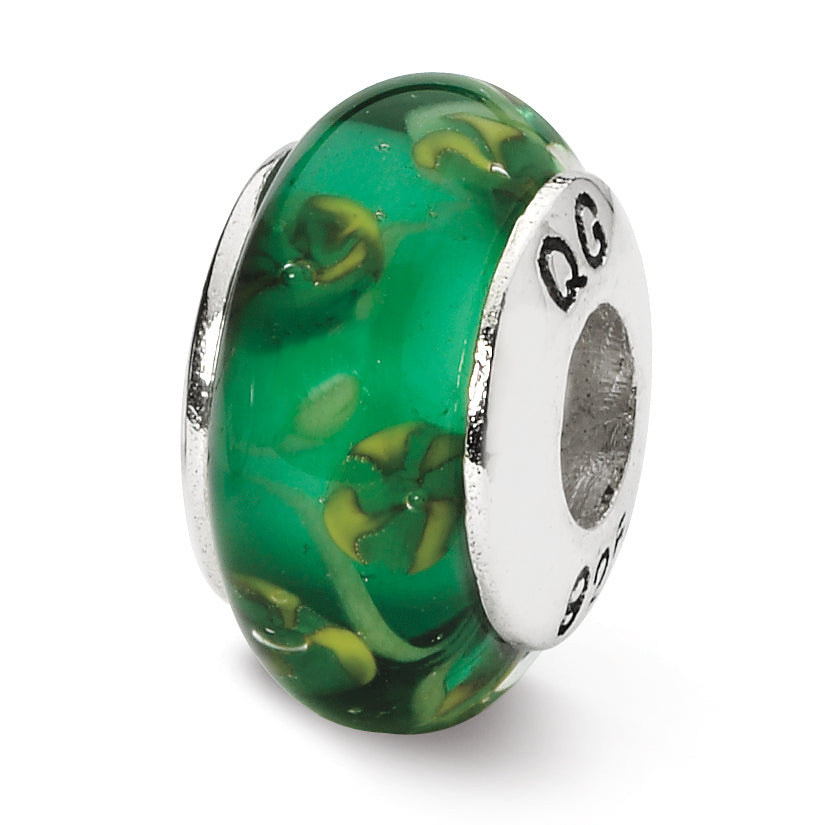 Sterling Silver Reflections Green Hand-blown Glass Bead Main image