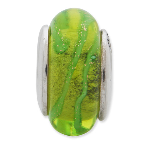 Sterling Silver Reflections Lt. Green Hand-blown Glass Bead