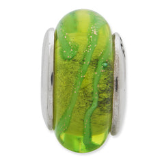 Sterling Silver Hand-Blown Glass Bead with Antiqued Finish Elegant Design