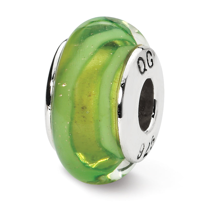 Sterling Silver Reflections Lt. Green Hand-blown Glass Bead Main image