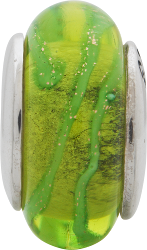 Sterling Silver Hand-Blown Glass Bead with Antiqued Finish Elegant Design