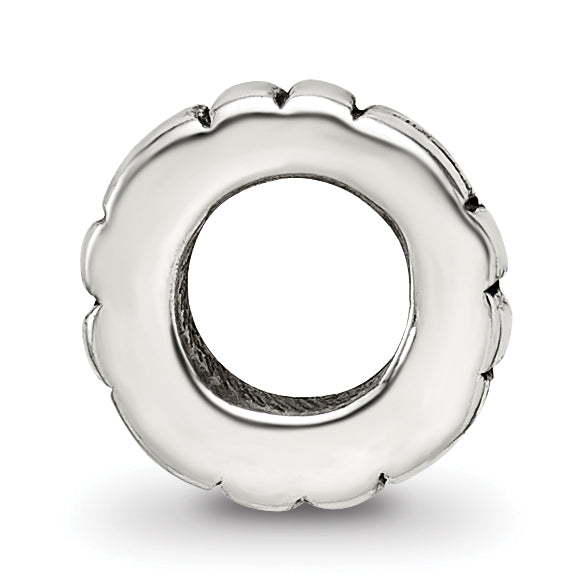 Sterling Silver 925 Antiqued Notched Spacer Bead Solid Casted 8.18mm Secondary image