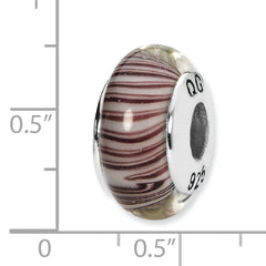 Sterling Silver Reflections White/Mauve Hand-blown Glass Bead