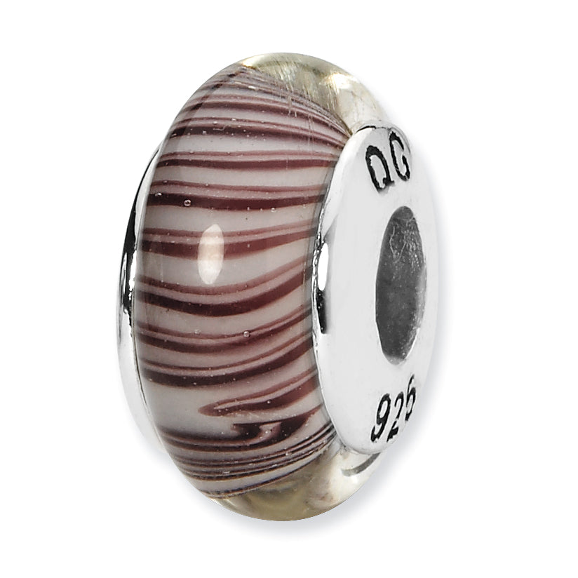 Sterling Silver Reflections White/Mauve Hand-blown Glass Bead