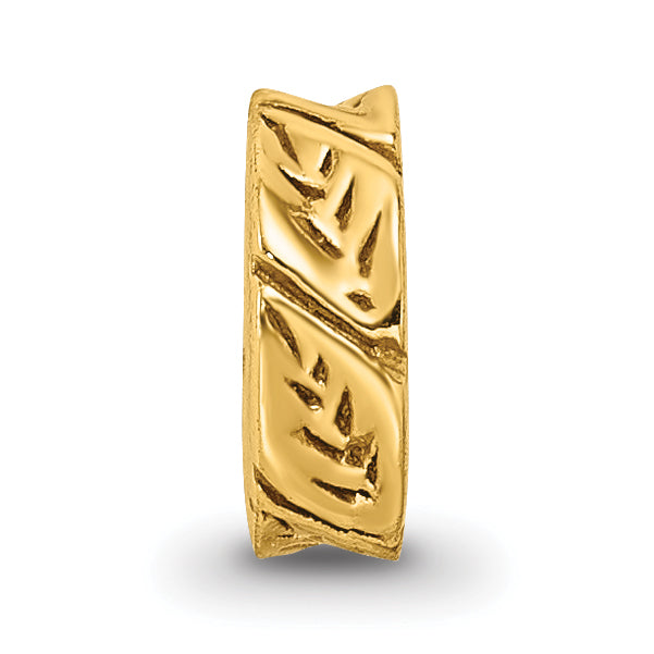 Sterling Silver Gold-Plated Leaf Spacer Bead with Polished Finish