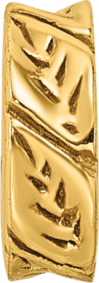 Sterling Silver Gold-Plated Leaf Spacer Bead with Polished Finish