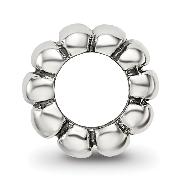 Sterling Silver 925 Scalloped Spacer Bead with Antiqued Finish Elegant Design