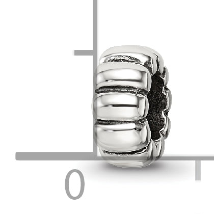Sterling Silver 925 Scalloped Spacer Bead with Antiqued Finish Elegant Design