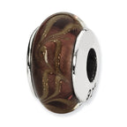 Sterling Silver Reflections Smokey Swirl Hand-blown Glass Bead