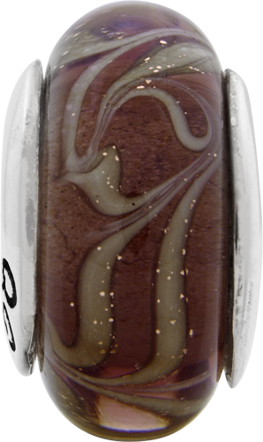 Sterling Silver Hand-Blown Smokey Swirl Glass Bead with Antiqued Finish Secondary image