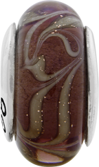 Sterling Silver Hand-Blown Smokey Swirl Glass Bead with Antiqued Finish