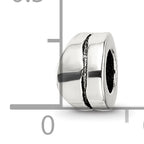 Sterling Silver 925 Spacer Bead with Wavy Design and Antiqued Finish