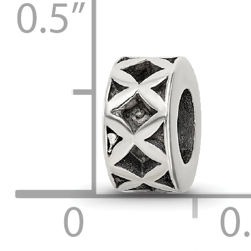 Sterling Silver 925 Antiqued Spacer Bead with Solid Cast Design