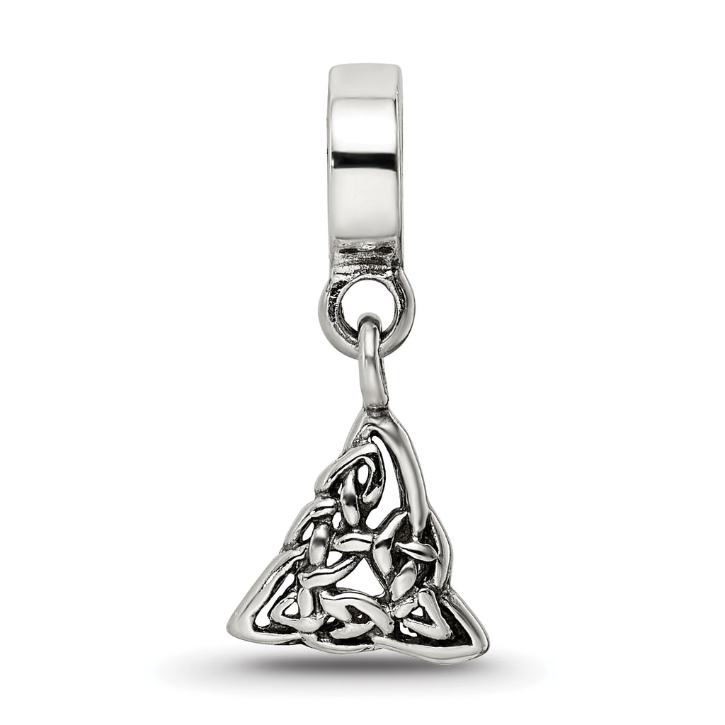 Sterling Silver Celtic Trinity Dangle Bead with Antiqued Finish Solid Craftsmanship