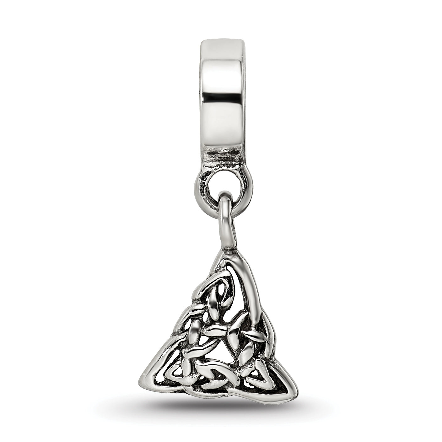Sterling Silver Celtic Trinity Dangle Bead with Antiqued Finish Solid Craftsmanship