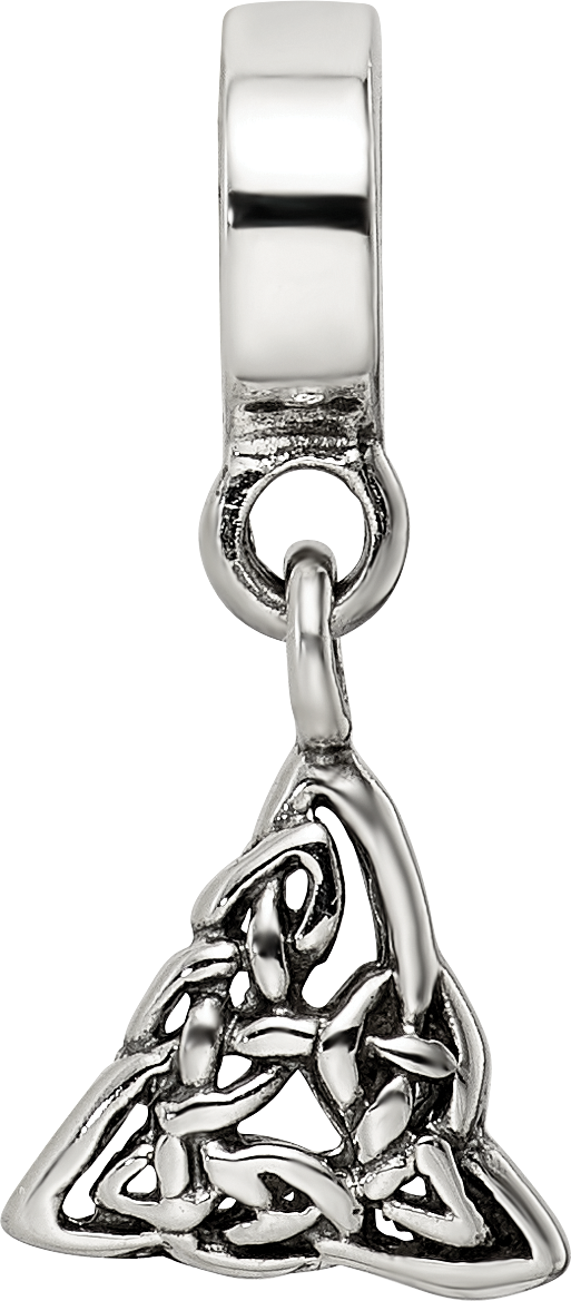 Sterling Silver Celtic Trinity Dangle Bead with Antiqued Finish Solid Craftsmanship