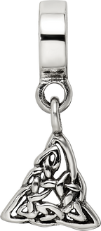 Sterling Silver Celtic Trinity Dangle Bead with Antiqued Finish Solid Craftsmanship