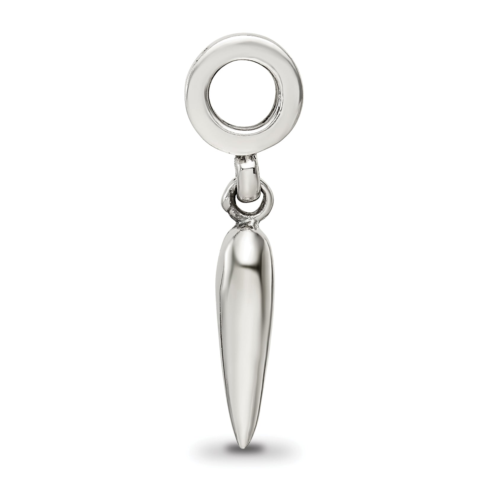 Sterling Silver 925 Dangle Bead with Polished Italian Horn Charm Secondary image