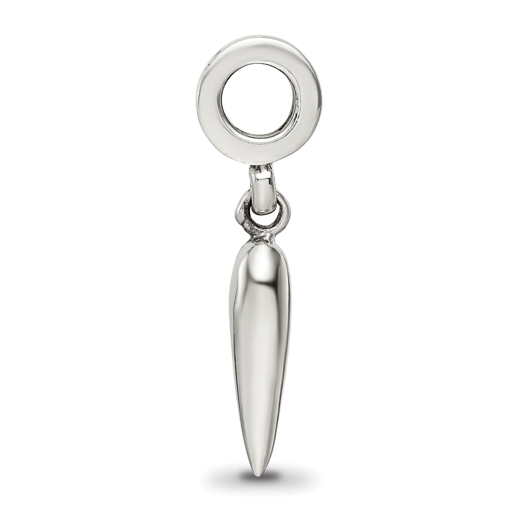 Sterling Silver 925 Dangle Bead with Polished Italian Horn Charm