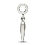 Sterling Silver 925 Dangle Bead with Polished Italian Horn Charm