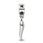 Sterling Silver 925 Dangle Bead with Polished Italian Horn Charm