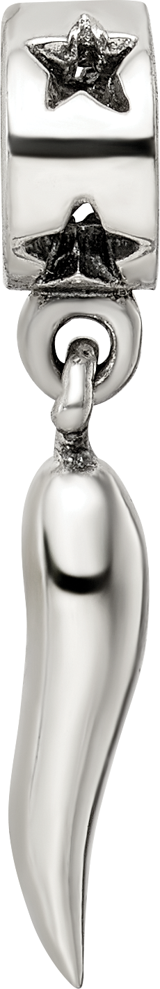 Sterling Silver 925 Dangle Bead with Polished Italian Horn Charm