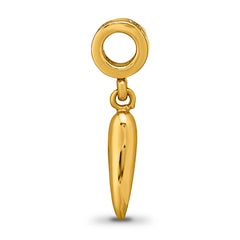 Sterling Silver Gold-Plated Italian Horn Dangle Bead  Polished, Solid Design