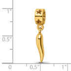Sterling Silver Gold-Plated Italian Horn Dangle Bead  Polished, Solid Design