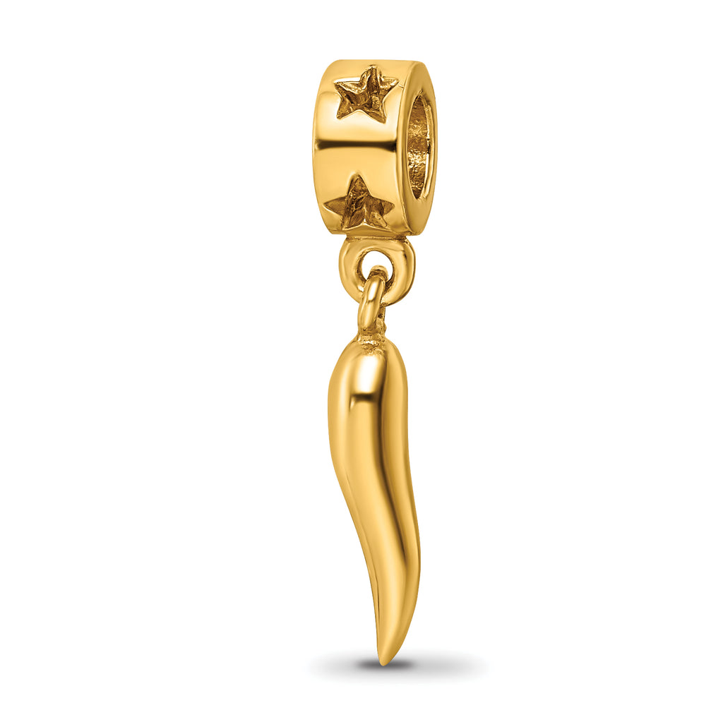 Sterling Silver Gold-plated Reflections Italian Horn Dangle Bead