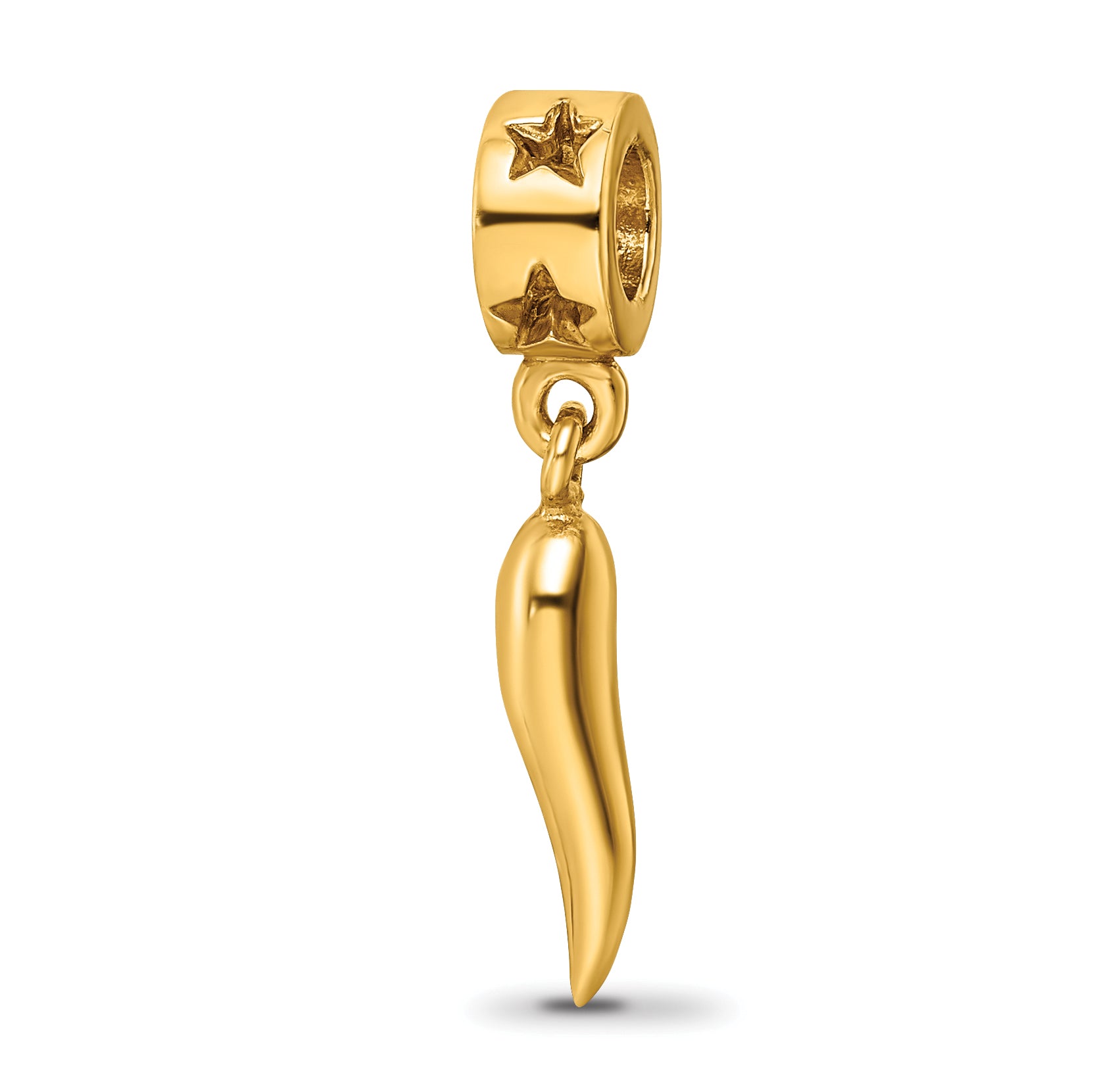 Sterling Silver Gold-plated Reflections Italian Horn Dangle Bead