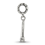 Sterling Silver 925 Golf Clubs and Ball Dangle Bead with Antiqued Finish