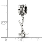 Sterling Silver 925 Golf Clubs and Ball Dangle Bead with Antiqued Finish