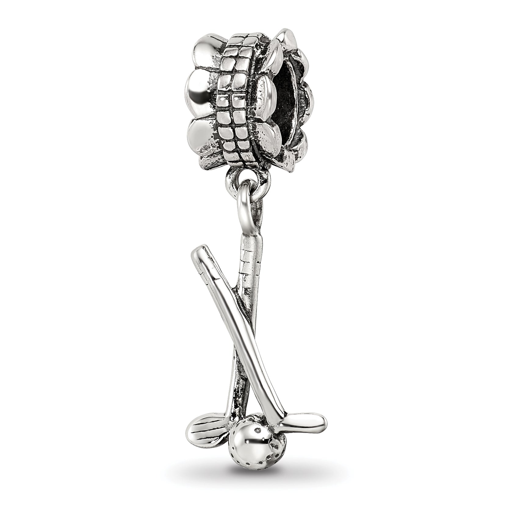 Sterling Silver Reflections Golf Clubs and Ball Dangle Bead