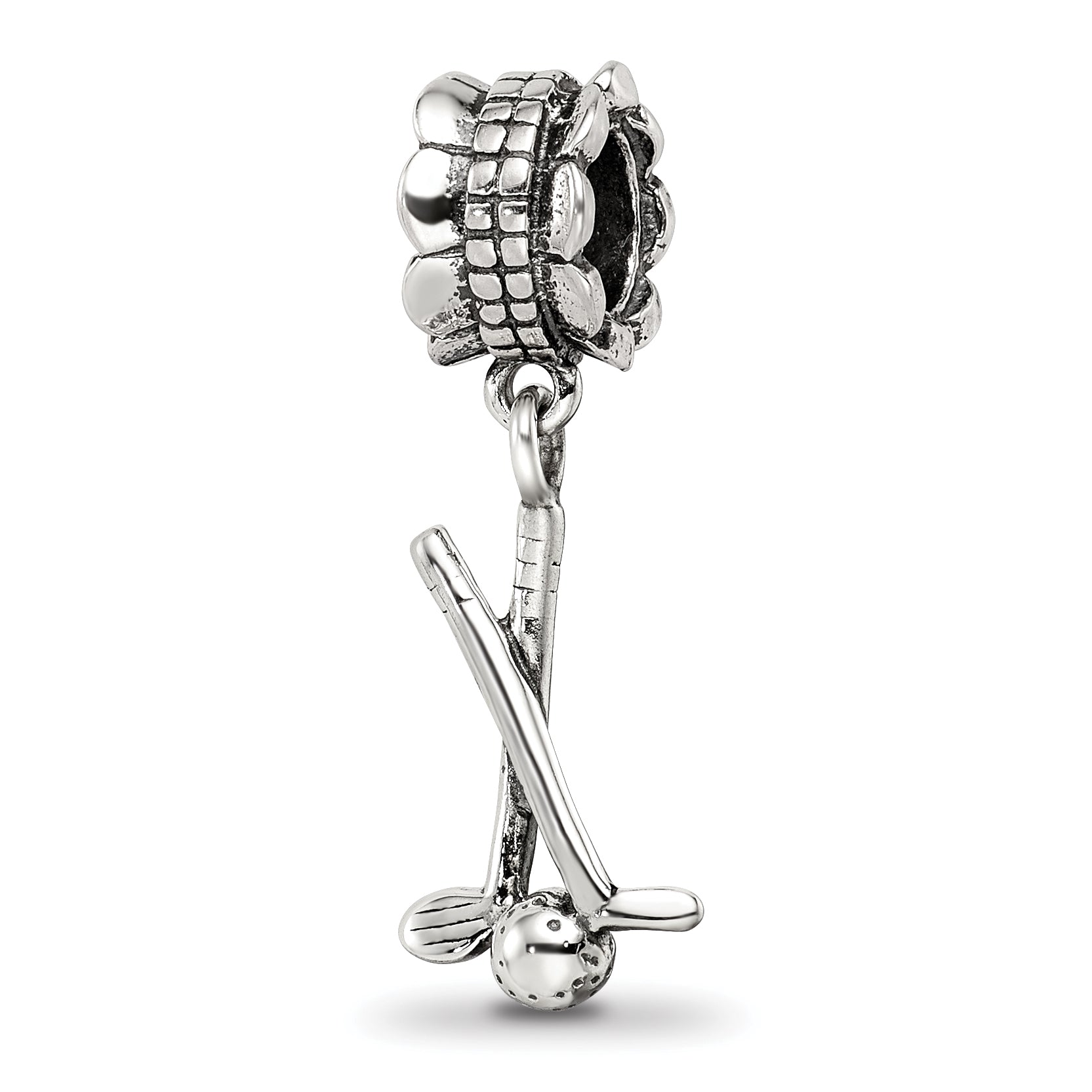 Sterling Silver Reflections Golf Clubs and Ball Dangle Bead Main image