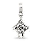 Sterling Silver 925 Celtic Weave Cross Dangle Bead with Antiqued Finish Elegant Design