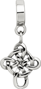 Sterling Silver 925 Celtic Weave Cross Dangle Bead with Antiqued Finish Elegant Design