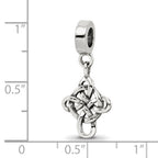Sterling Silver 925 Celtic Weave Cross Dangle Bead with Antiqued Finish Elegant Design