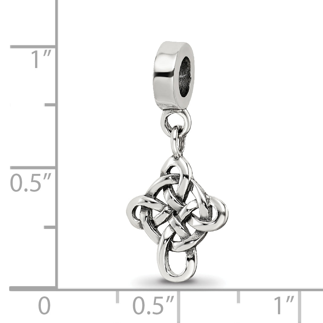 Sterling Silver 925 Celtic Weave Cross Dangle Bead with Antiqued Finish Elegant Design