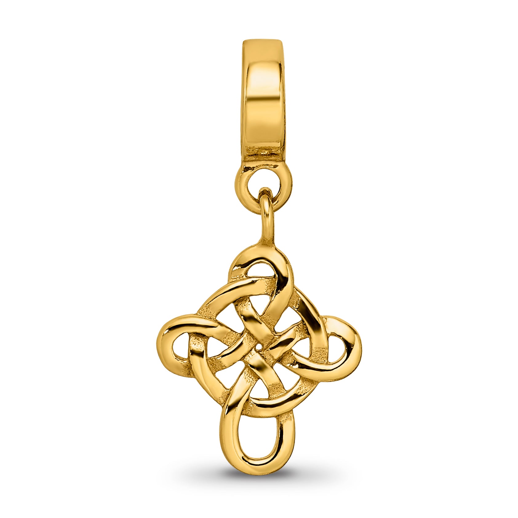 Gold-Plated Sterling Silver Celtic Cross Dangle Bead with Polished Finish