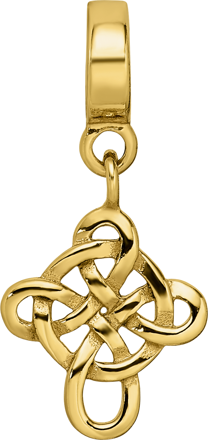 Gold-Plated Sterling Silver Celtic Cross Dangle Bead with Polished Finish