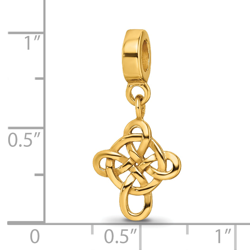 Gold-Plated Sterling Silver Celtic Cross Dangle Bead with Polished Finish
