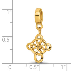 Gold-Plated Sterling Silver Celtic Cross Dangle Bead with Polished Finish