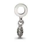 Sterling Silver 925 Heart Dangle Bead with Antiqued Finish